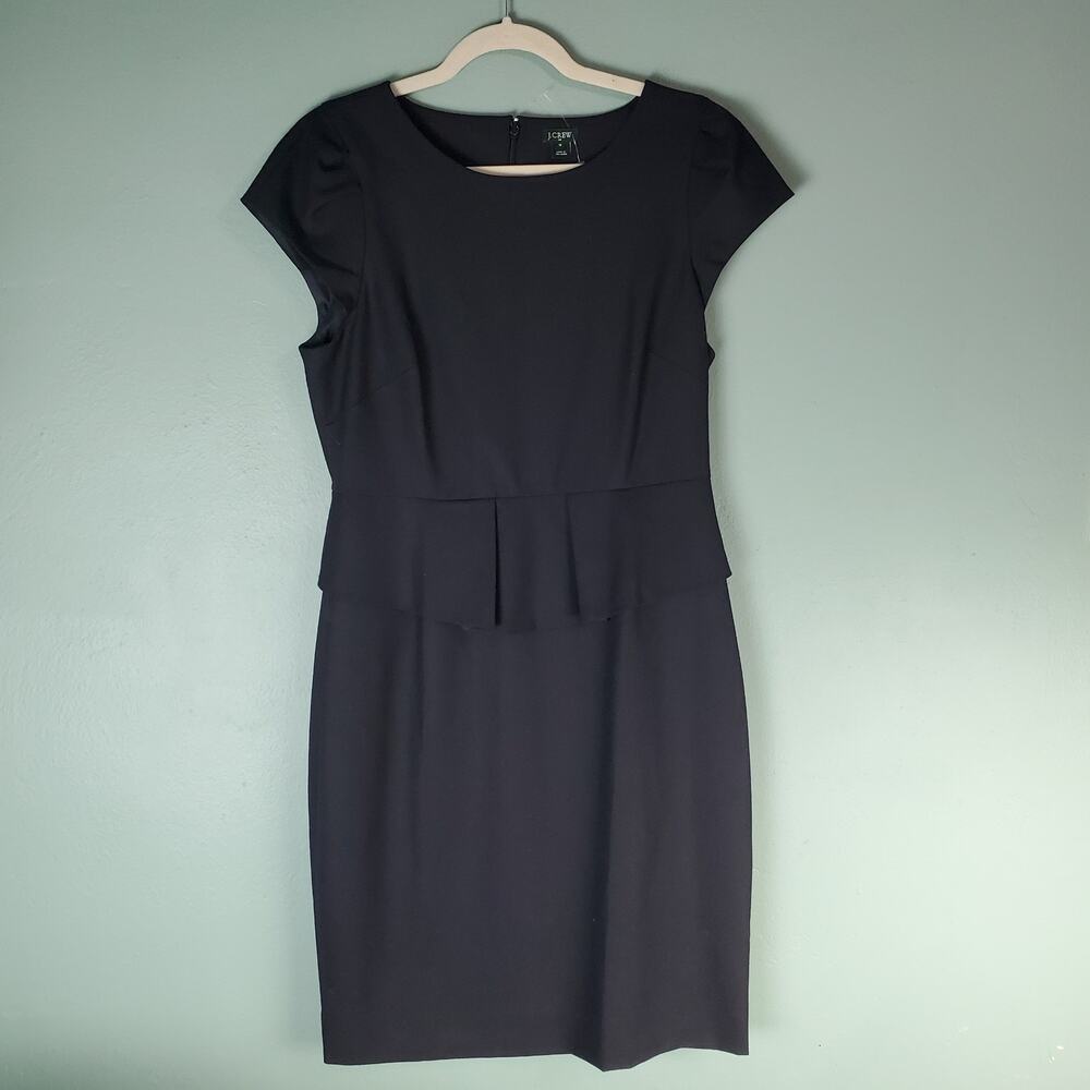 J. Crew Factory Womens Black Wool Blend Peplum Sheath Career Work Dress Size 10